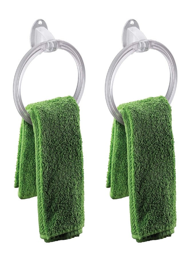 Dropware Unbreakable Plastic Towel Ring, Bath Towel Ring Holder Set of 2 - Image 1